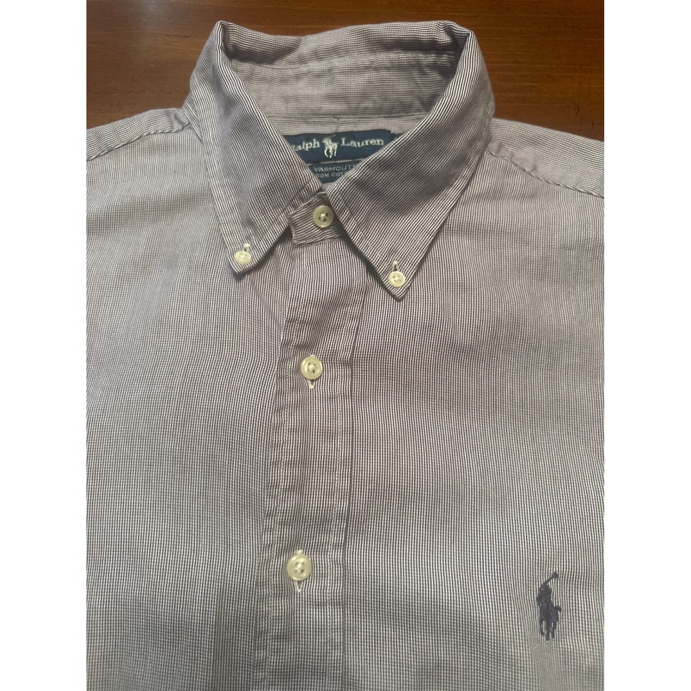 Ralph Lauren Button Down Mens 16.5 32/33 Purple Excellent Yarmouth Micro Stripe